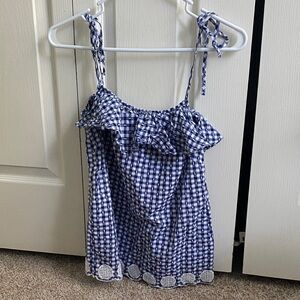 J. Crew Navy and White Gingham Top